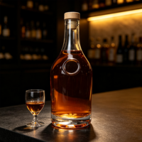 Bouteille de vin en verre transparent sur mesure, corps rond, base lourde, col étroit et long, vente en gros