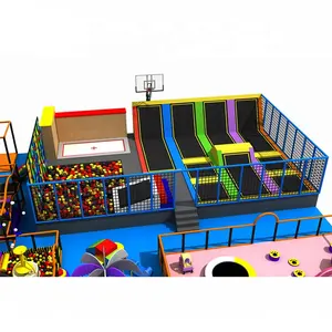 Indoor Trampoline Park Commercial Indoor Elastic Bed Trampoline Park With Climbing Wall