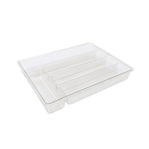 Cutlery Storage Tray Transparent Rectangle 4-7 Compartments Kitchen Drawer Organizer Standing Type Food Container - Product Image 4