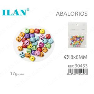 Perline acriliche multicolor a forma di dado 8x8mm per la creazione di gioielli - Product Image 1