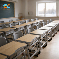 Ensemble bureau et chaise ergonomiques de qualité industrielle pour l'école, mobilier durable pour salles de classe, solutions de projets, OEM ODM pris en charge
