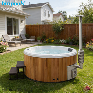 Nouvelle baignoire à remous <span class=keywords><strong>en</strong></span> cèdre rouge moderne, intelligente, portable, chauffée au bois, avec éclairage LED, <span class=keywords><strong>massage</strong></span>, <span class=keywords><strong>spa</strong></span> extérieur écologique pour 2 personnes - Product Image 1