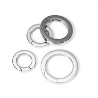 Anneau porte-clés rond à ressort plat, design simple, en acier inoxydable, fermoirs à ressort pour la fabrication de bijoux DIY