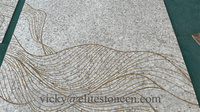 Mosaïque de marbre faite à la main au design moderne, murale florale en pierre personnalisée fabriquée en usine pour salons, salles de bain et couloirs