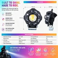 LELANPU Phares LED universels pour moto, projecteurs additionnels RGB à effet de poursuite, feux de brouillard DRL, support OEM ODM pour moto, VTT, UTV
