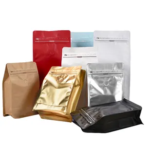 ポータブルトラベルコーヒー豆包装袋ジッパーとバルブ付きリサイクル可能な平底コーヒーバッグ