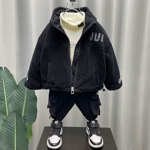 Ensemble de veste pour garçons <span class=keywords><strong>Hiver</strong></span> Plus <span class=keywords><strong>Manteau</strong></span> en velours coupe-vent pour enfants + pantalon à la cheville Costume de sport - Product Image 6