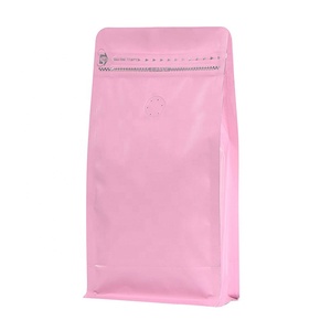 High Barrier Aluminum Foil 8oz 10oz 12oz Flat Bottom Standing Coffee <strong>Beans</strong> Storage <strong>Bags</strong> <strong>Pink</strong> Coffee <strong>Bags</strong> With Valve and Zipper - Product Image 1