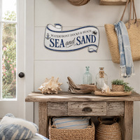 Plaque Métallique Vintage Thème Mer et Sable, Décoration Murale Rustique Nautique Rétro pour Maison de Plage, Bar Coastal, Patio