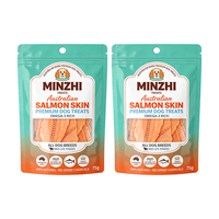 Sachet d'emballage personnalisé mat imprimé avec fenêtre et fermeture éclair refermable pour friandises pour chiens, idéal pour sachet de 75g de collation à la peau de saumon
