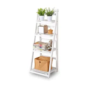 Escalera plegable de madera blanca para revistas, soporte para plantas, Exhibidor de flores plegable