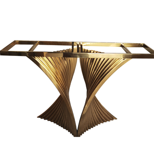 Table <span class=keywords><strong>console</strong></span> avec plateau en marbre et base irrégulière en acier inoxydable, pieds de table d'entrée en acier inoxydable doré - Product Image 1
