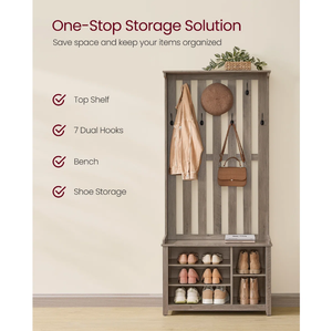 ตู้เก็บของอเนกประสงค์สำหรับทางเข้าบ้าน พร้อมราวแขวนเสื้อผ้า ตู้เก็บรองเท้า ตู้เก็บของในห้องนั่งเล่น โซลูชั่นจัดเก็บแบบครบวงจร - Product Image 4