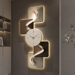 Nouvelle Collection 2025 : Tableau Décoratif Moderne <span class=keywords><strong>de</strong></span> Luxe en Aluminium Effet Aquarelle avec Horloge LED – Art Mural Abstrait à Cadre Métallique - Product Image 4