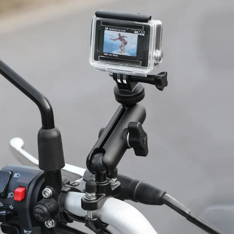 Motowolf Metalスポーツカメラマウントブラケットスポーツカメラホルダー用の新しいCNCバイクハンドルバーエクステンションラックスポーツカメラホルダー
