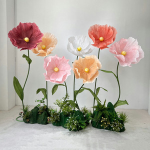 Flores de Papel Gigantes de Amapola para Decoración de Bodas, Adornos Artificiales para Ventanas de Hotel, Venta Directa al por Mayor - Product Image 2