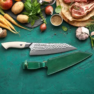 HEZHEN New Arrival 8.5 Inch Japanese 67 Layers Damascus Steel 10Cr Core Ivory White G10 Handle Luxury Kitchen Slicing Chef Knife