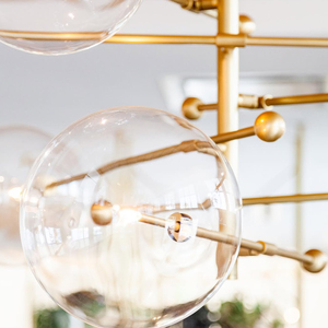 Luxury <b>Branch</b> Structure Glass Globe Chandelier Transparent Bubble Glass Pendant <b>Light</b> For Residential Dining Space - Product Image 2