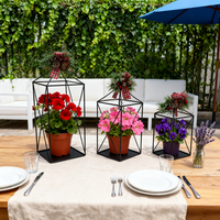 Ensemble de 3 lanternes en métal durables et écologiques faites à la main, support de bougie en fer vintage, support de plante de table, décoration de Noël pour la maison et le jardin