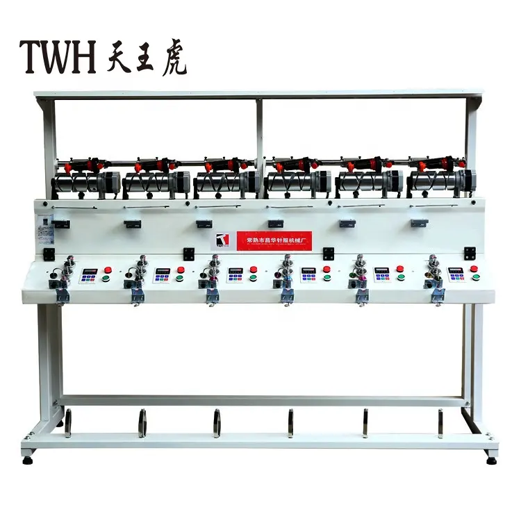 Automatic high speed double spindles plc control heating wire cutting yarn bobbin winding machine