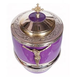 Urna Funeraria de Metal con Cruz para Cenizas Humanas, Urna Conmemorativa para Cenizas de Adultos, Urna Funeraria Católica de Metal con Cruz - Product Image 3