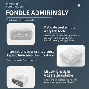 Kỹ thuật số Đồng hồ báo thức Loa răng Xanh với bộ sạc không dây FM đồng hồ Đài phát thanh có thể điều chỉnh xách tay buồn trị liệu đèn loa - Product Image 6