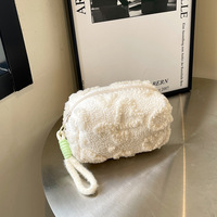 Nouvelle Arrivée 2026 : Trousse de Maquillage Jacquard en Peluche pour Femme, Pochette de Voyage Simple avec Fermeture Éclair, Organisateur de Maquillage, Mini Porte-Monnaie Doux