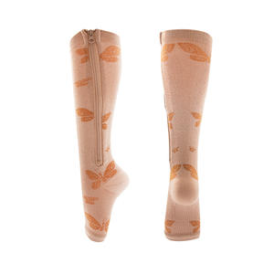 Manches de mollet 15-20mmHg Chaussettes de compression graduées avec fermeture à glissière Bas tricotés en peau à bout ouvert pour varices <span class=keywords><strong>Maternité</strong></span> - Product Image 4