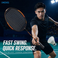 Raquette de badminton monobloc en fibre de carbone, tête lourde pour smash offensif, logo OEM, couleur personnalisée, prix de gros