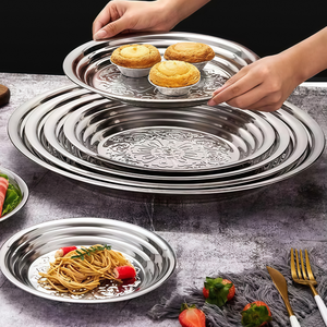 ZESHENG Assiette Classique en Acier Inoxydable à Motifs Floraux, Écologique, Plateau <span class=keywords><strong>Rond</strong></span> pour Aliments, Idéale pour l'Exportation vers le Moyen-Orient - Product Image 3
