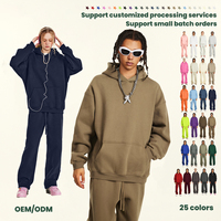 Ensemble de survêtement 2 pièces pour homme, molleton épais 345G, doublure polaire, coupe ample et oversize, sweat à capuche et pantalon de survêtement, personnalisable avec logo OEM ODM, style streetwear