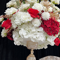 Sunwedding bola bunga buatan antik realistis, bola merah putih untuk pesta teh Retro tampilan pasar antik untuk Hari Ibu