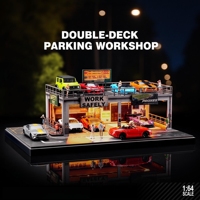 Modèle de scène de parking simulé avec éclairage, diorama de voitures de course 1:64, boîte de rangement et de présentation pour modèles de voitures, modèle de garage automobile
