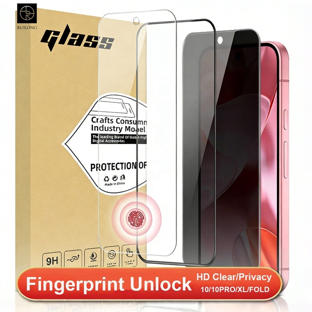9H High Aluminum Privacy Tempered Glass Fingerprint Unlock Clear Screen Protector for Google Pixel 10 Pro XL 9 9Pro 8 8Pro