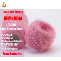 Hilo de Alpaca Teñido Chongjing de 4.2NM, Hilo de Punto de Pelo Largo para Otoño/Invierno, para Suéteres y Gorros, Suministro Directo de Fábrica