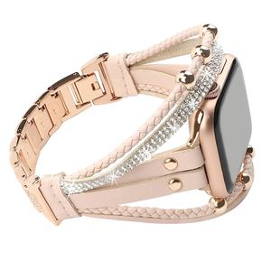 Bracelet de montre en alliage de zinc et cuir, vente en gros d'usine, pour Apple Watch S10 11 46mm Ultra 49mm SE 44mm, bracelet de montre intelligente - Product Image 5