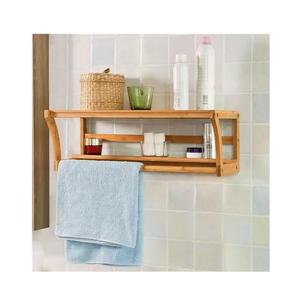 Estante <span class=keywords><strong>de</strong></span> <span class=keywords><strong>madera</strong></span> <span class=keywords><strong>de</strong></span> bambú montado en la pared, soporte <span class=keywords><strong>de</strong></span> toallero <span class=keywords><strong>para</strong></span> <span class=keywords><strong>Baño</strong></span> - Product Image 1