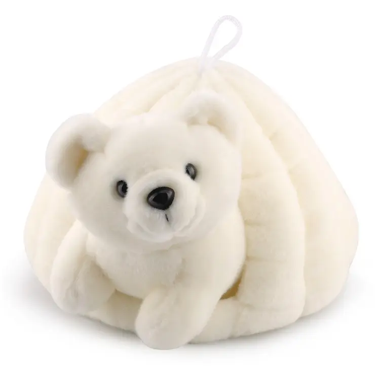 Mainan Boneka Hewan, Beruang Teddy Kutub Dua Potong Beruang Kutub dan Gua Salju Kustom Mewah Lembut