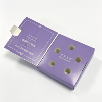 Boîte à double couvercle à rabat violet OEM, emballage en carton personnalisé, plateau intérieur découpé, papier de luxe, cosmétique, poudre libre, crème pour les yeux