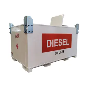 Portable 2000 Liter steel bunded horizontal diesel fuel tank IBC petrol cube tank