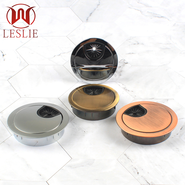 60mm Modern Chrome Zinc Alloy Desk Grommet-Durable & Waterproof Cable Management for Home & Commercial Office Desks