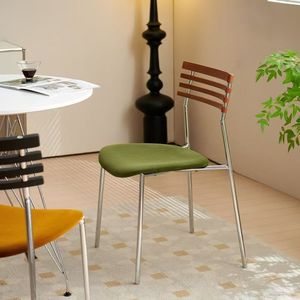 Silla de Comedor con Estructura Metálica y Asiento Tapizado, Estilo Escandinavo Vintage, para Hogar, Sala de Estar o Restaurante - Product Image 1