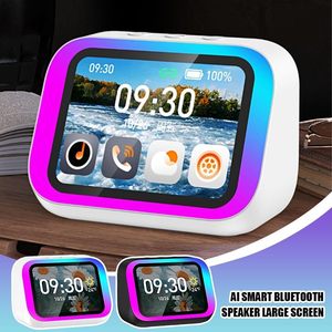 Nouvelle enceinte intelligente avec assistant vocal IA, fond d'écran personnalisé, écran LED, réveil de bureau, fonction d'appel Bluetooth - Product Image 2