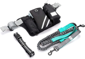 Correa de perro manos libres a la moda, bolsa dispensadora de caca elástica reflectante con doble ASA, cinturón ajustable - Product Image 6