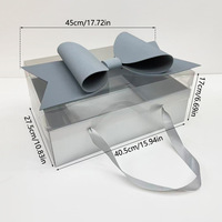 Boîte à main transparente multicolore avec grand nœud, petite et grande taille, pour emballage cadeau de fleurs et chocolats, OEM
