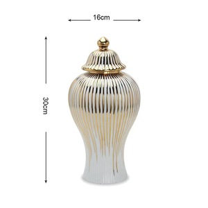 Crystal Luxury White and Gold Flower <b>Vase</b>, Ceramic Ginger Jars with Lid, Ceramic <b>Vase</b> for Hotel Home Decorative - Product Image 4