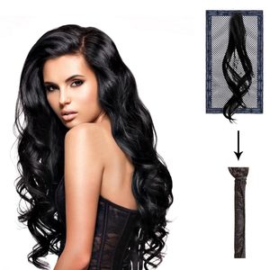 Extensions de cheveux à clipser 13 pouces 7 pouces carrées rectangulaires noires ondulées longues pour femmes - Product Image 1
