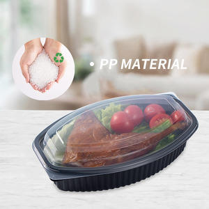 Emballages de restauration en gros, boîtes <span class=keywords><strong>à</strong></span> <span class=keywords><strong>emporter</strong></span> en PP noir, contenants alimentaires en plastique jetables de 32 oz avec couvercle - Product Image 2