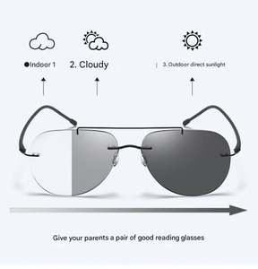 Gafas de Lectura Progresivas Fotocromáticas de Titanio con Doble Puente y Montura sin Aro para Hombre y Mujer, Venta al Por Mayor - Product Image 3