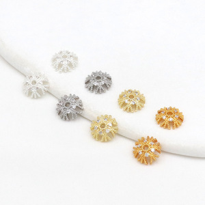 ที่ใส่ดอกไม้ประดับเพชรซิร์คอนเคลือบทอง 14K รักษาสีได้, ที่ใส่ดอกไม้ลายเกล็ดหิมะ, อุปกรณ์เสริมเครื่องประดับ DIY, ที่ใส่ลูกปัด - Product Image 1